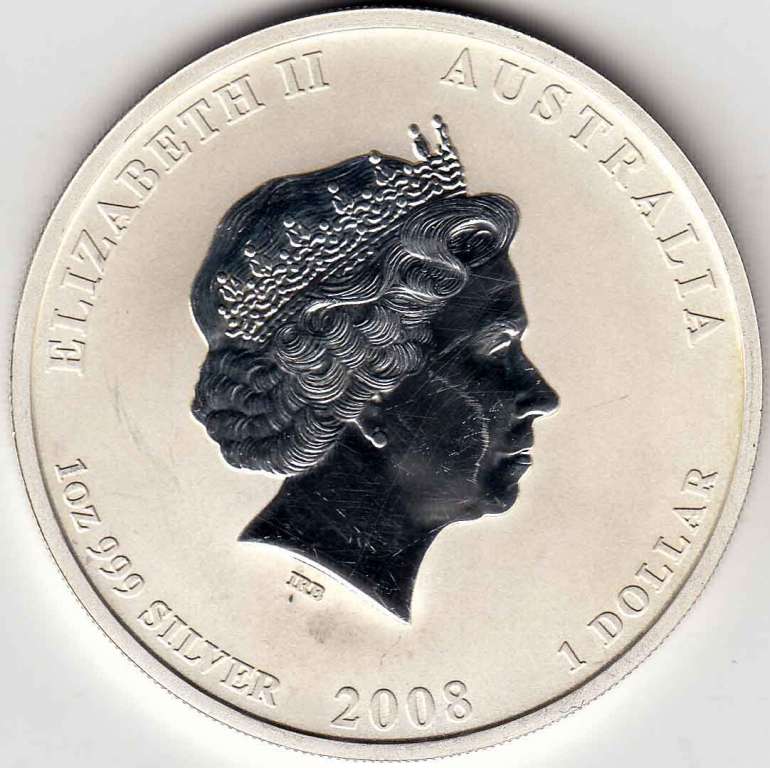 (2008) Монета Австралия 2008 год 1 доллар &quot;Год мыши&quot;  Серебро Ag 999  PROOF