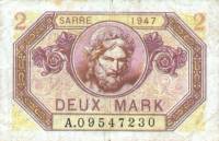 (№1947P-4) Банкнота Саар 1947 год "2 Mark"