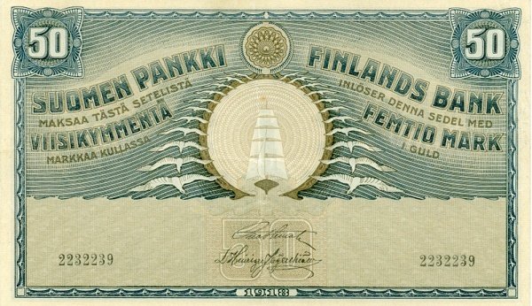 (,) Банкнота Финляндия 1918 год 50 марок    UNC