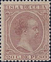 (№91) Марка Куба 1894 год "Король Альфонсо XIII", Гашеная