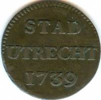 (№1739km91 (1/8 Stuyver)) Монета Нидерланды 1739 год 1 Duit (1/8 Stuyver)