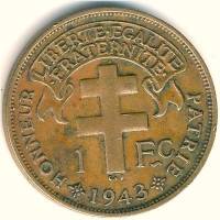(№1943km5) Монета Камерун 1943 год 1 Franc