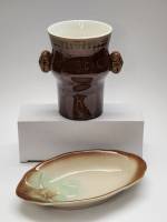 Ваза с ручками ЗИК Конаково и Селедочница Стройфаянс СССР