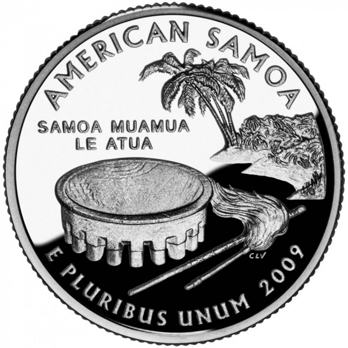 (054p) Монета США 2009 год 25 центов &quot;Американское Самоа&quot; 2009 год Медь-Никель  UNC