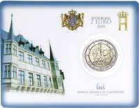 (024) Монета Люксембург 2018 год 2 евро "175 лет со дня смерти Гийома I"  Биметалл  Буклет