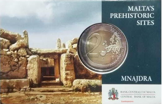 (015) Монета Мальта 2018 год 2 евро &quot;Храмовый комплекс Мнайдра&quot;  Биметалл  Coincard