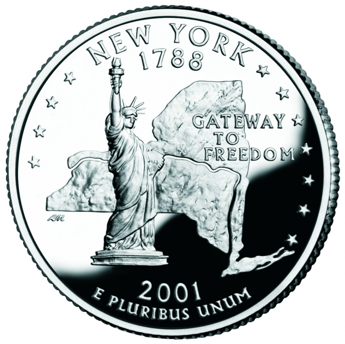 (011p) Монета США 2001 год 25 центов &quot;Нью-Йорк&quot;  Медь-Никель  UNC