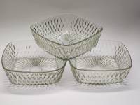 Салатники квадратные большие 3 штуки стекло СССР новогодняя сервировка