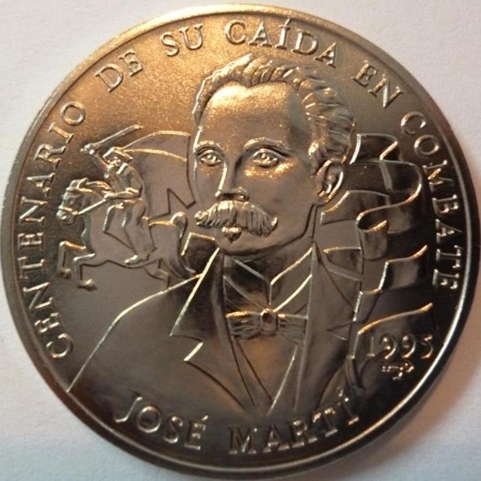 (1995) Монета Куба 1995 год 1 песо &quot;Хосе Марти. 100 лет со дня смерти&quot;  Медь  UNC
