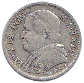 () Монета Ватикан 1869 год   &quot;&quot;     VF