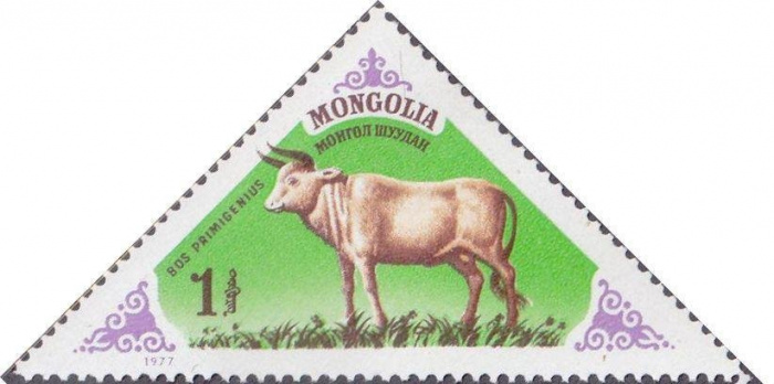 (1977-032a) Сцепка тет-беш (2 м) Монголия &quot;Тур &quot;    Доисторические животные III Θ