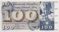 (№1965P-49h.3) Банкнота Швейцария 1965 год "100 Franken/Francs/Franchi" (Подписи: Brenno Galli  Iklé
