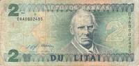 (1993) Банкнота Литва 1993 год 2 лита "Мотеюс Валанчюс"   VF