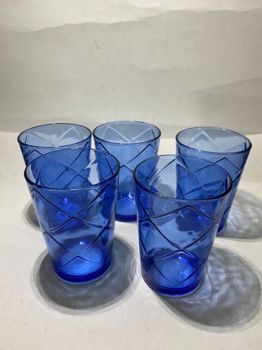 Стаканы 5 шт стекло кобальт