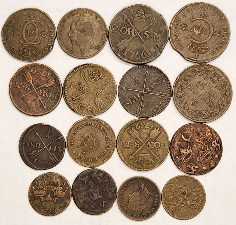 Набор монет Швеция 16 штук
