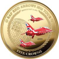 (№2016) Монета Тристан да Кунья 2016 год 5 Crowns (RAF красные стрелы Тур 2016 - позолоченные)