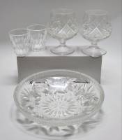 Конфетница-сатаник 2 бокала и 2 стопки хрусталь СССР
