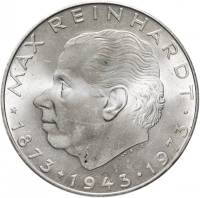 (1973) Монета Австрия 1973 год 25 шиллингов "Макс Рейнхардт"  Серебро Ag 800  UNC