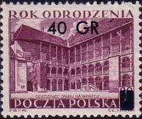 (1956-018) Марка Польша "Надпечатка 40гр на марке 1953-032"   Эпоха Возрождения I Θ