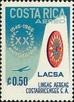 (№1967-742) Марка Коста-Рика 1967 год "20-летие LACSAБЫЛ", Гашеная