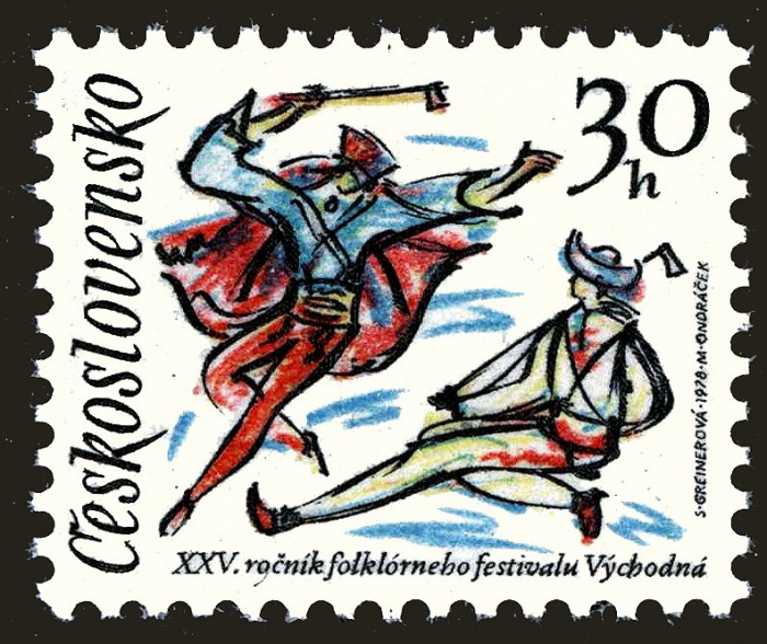 (1978-037) Марка Чехословакия &quot;Танцоры&quot; ,  III O