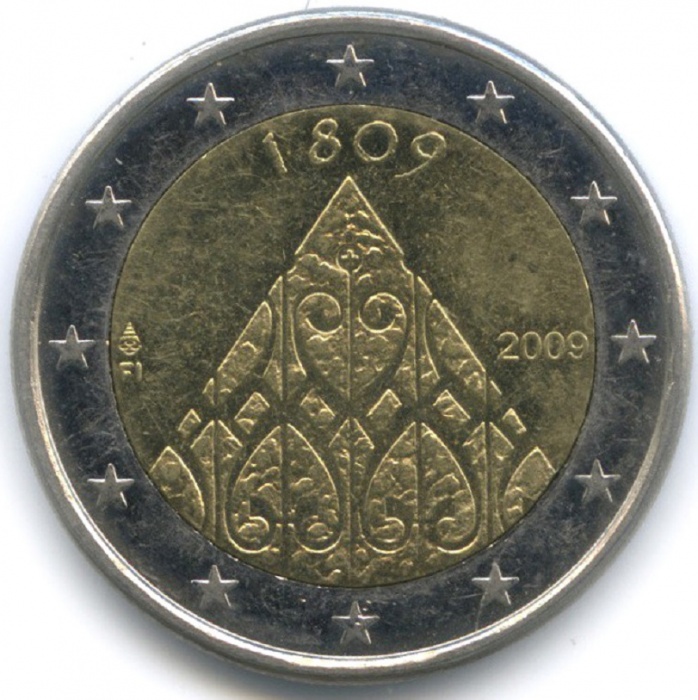008 Монета Финляндия 2009 год 2 евро 200 лет автономии  Биметалл  XF