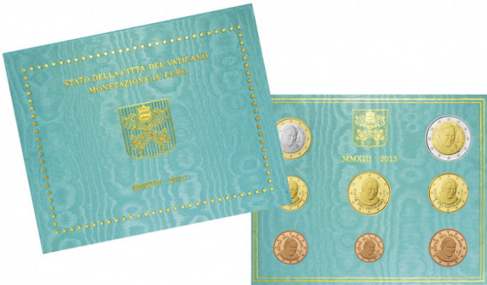 (2013, 8 монет) Набор монет Ватикан 2013 год &quot;Светло-зелёный&quot;  Буклет