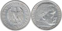 (1936a) Монета Германия 1936 год 5 марок "Пауль Гинденбург" Без свастики Серебро Ag 900  XF