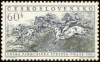 (1956-034) Марка Чехословакия "Скачки с препятствиями"    Скачки в Пардубице. Летние Олимпийские игр