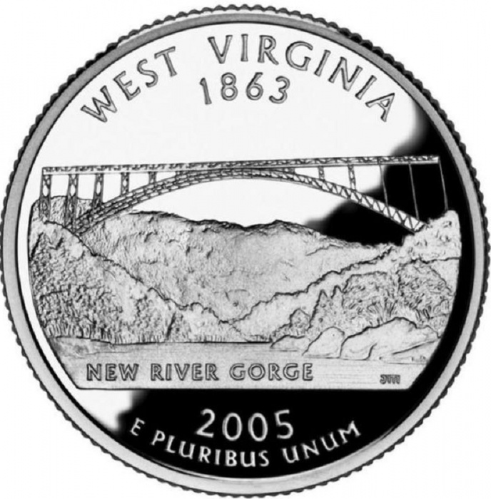 035p Монета США 2005 год 25 центов Западная Виргиния  Медь-Никель  UNC