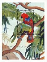 (№2001-726) Блок марок Гайана 2001 год "Эклектус попугай Эклектус roratus", Гашеный