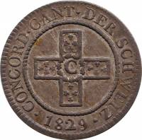 (№1829km24(aargau)) Монета Швейцария 1829 год 5 Rappen
