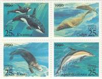 1990-088-91  Сцепка (4 м) СССР Морские животные  Морские животные III O