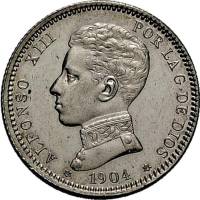 () Монета Испания 1903 год 1  ""   Биметалл (Серебро - Ниобиум)  UNC