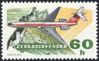 1973-052 Марка Чехословакия Ильюшин IL-62   50-летие Чехословатских авиалиний III O