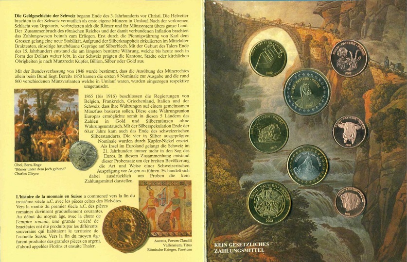 (2003, 8 монет) Набор монет Швейцария 2003 год &quot;Вильгельм Телль&quot; Проба  Буклет