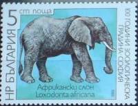 (1988-033) Марка Болгария "Африканский слон "   Зоопарк Софии, 100 лет III O