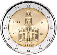 015 Монета Германия (ФРГ) 2015 год 2 евро Гессен Двор F Биметалл  UNC