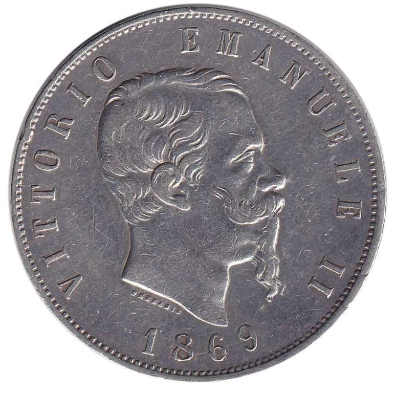 () Монета Италия 1869 год   &quot;&quot;     VF