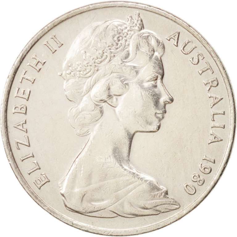 (1980) Монета Австралия 1980 год 20 центов &quot;Кит&quot;  Медь-Никель  UNC