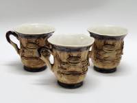 Чашки 3 шт чайные керамика с лепниной 