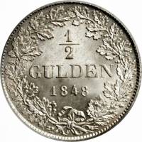 (№1838km573) Монета Германия (Германская Империя) 1838 год frac12; Gulden