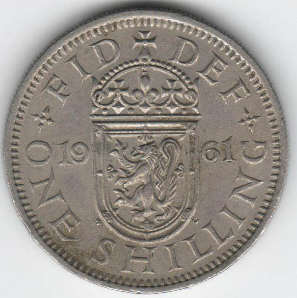 (1961) Монета Великобритания 1961 год 1 шиллинг &quot;Елизавета II&quot;  Шотландский герб Медь-Никель  XF