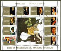 (№1973-2596) Лист марок Эмират Аджман (ОАЭ) 1973 год "Главы государств стран малого формата ЕС", Гаш