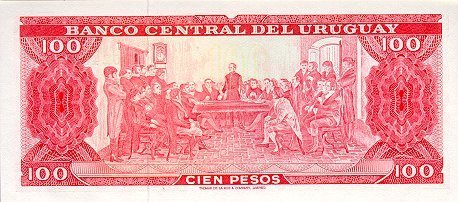 (1967) Банкнота Уругвай 1967 год 100 песо &quot;Хосе Артигас&quot;   UNC