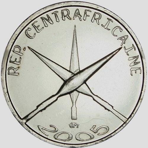 (2005) Монета Центрально-Африканская Республика 2005 год 1500 франков КФА &quot;Копья&quot;  Сталь  UNC