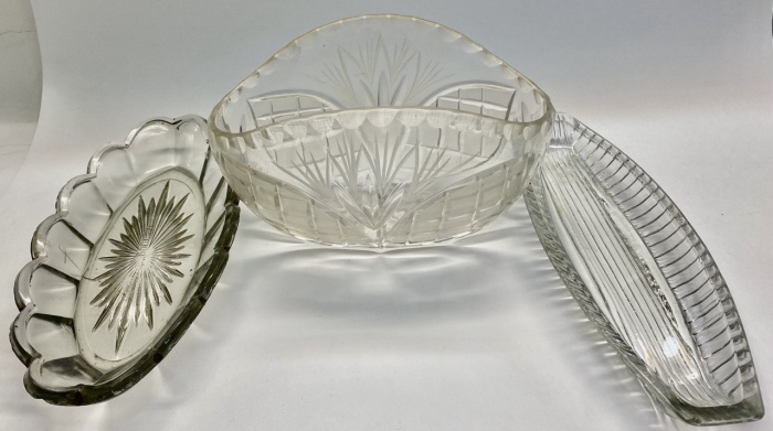Салатник+ 2 селедочницы хрусталь, стекло