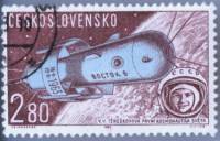 (1963-038) Марка Чехословакия "В. Терешкова"    Групповой полет кораблей "Восток-5" и "Восток 6" II 