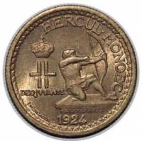 (№1924km110) Монета Монако 1924 год 50 Centimes