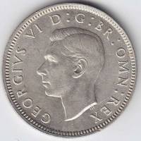 (1943) Монета Великобритания 1943 год 1 шиллинг "Георг VI"  Шотландский герб Серебро Ag 500  XF